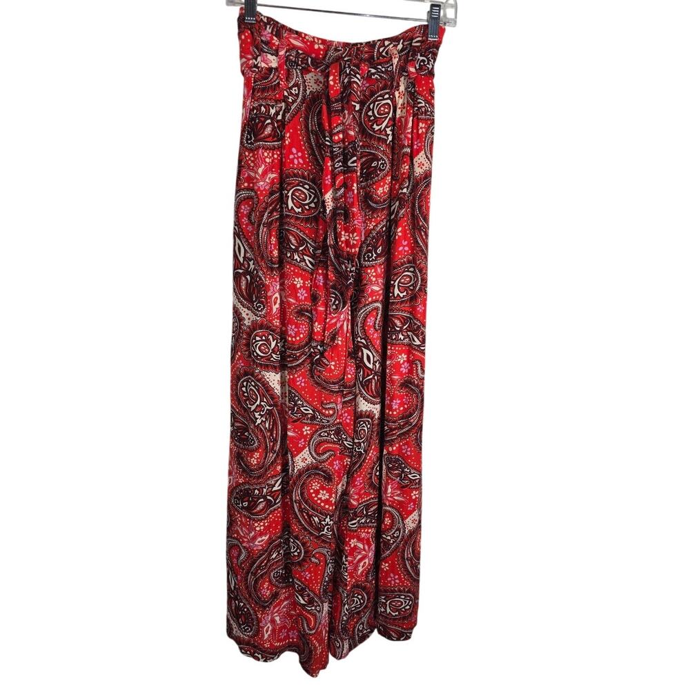 Free People Women's Bohemian Floral Pasley Print Wide Leg Dress Pants S